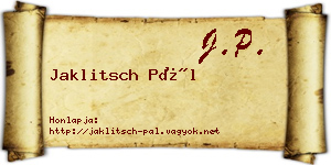Jaklitsch Pál névjegykártya